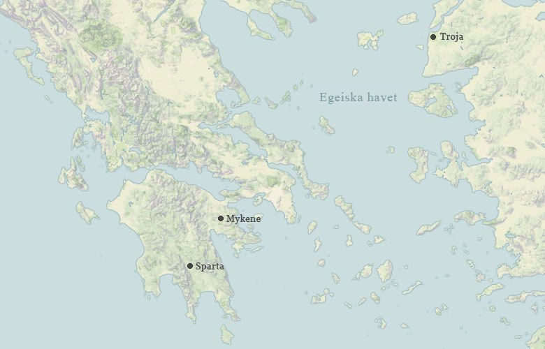Karta Grekland och Troja